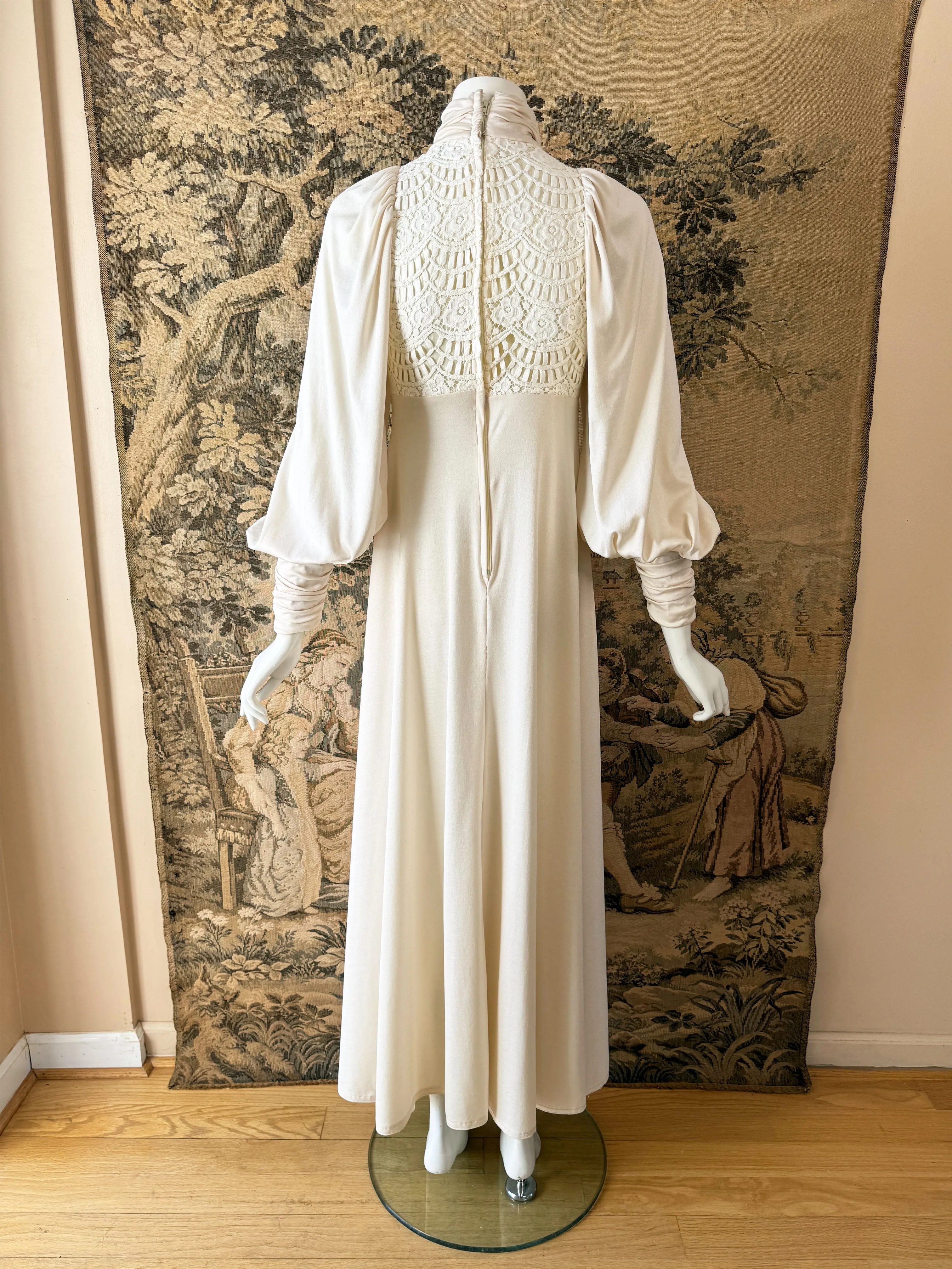 John Marks 1970s Balloon Sleeve Maxi Dress