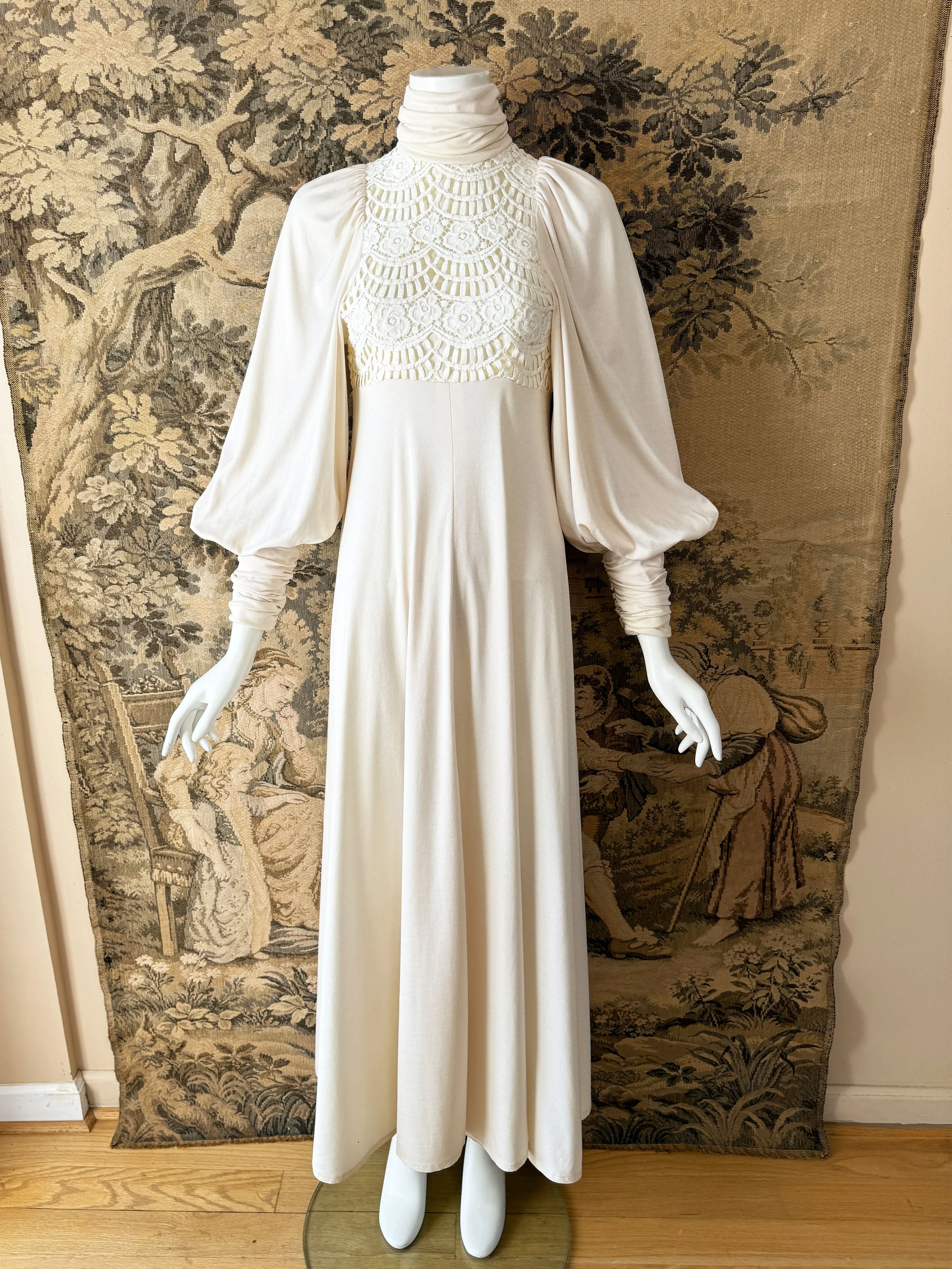 John Marks 1970s Balloon Sleeve Maxi Dress