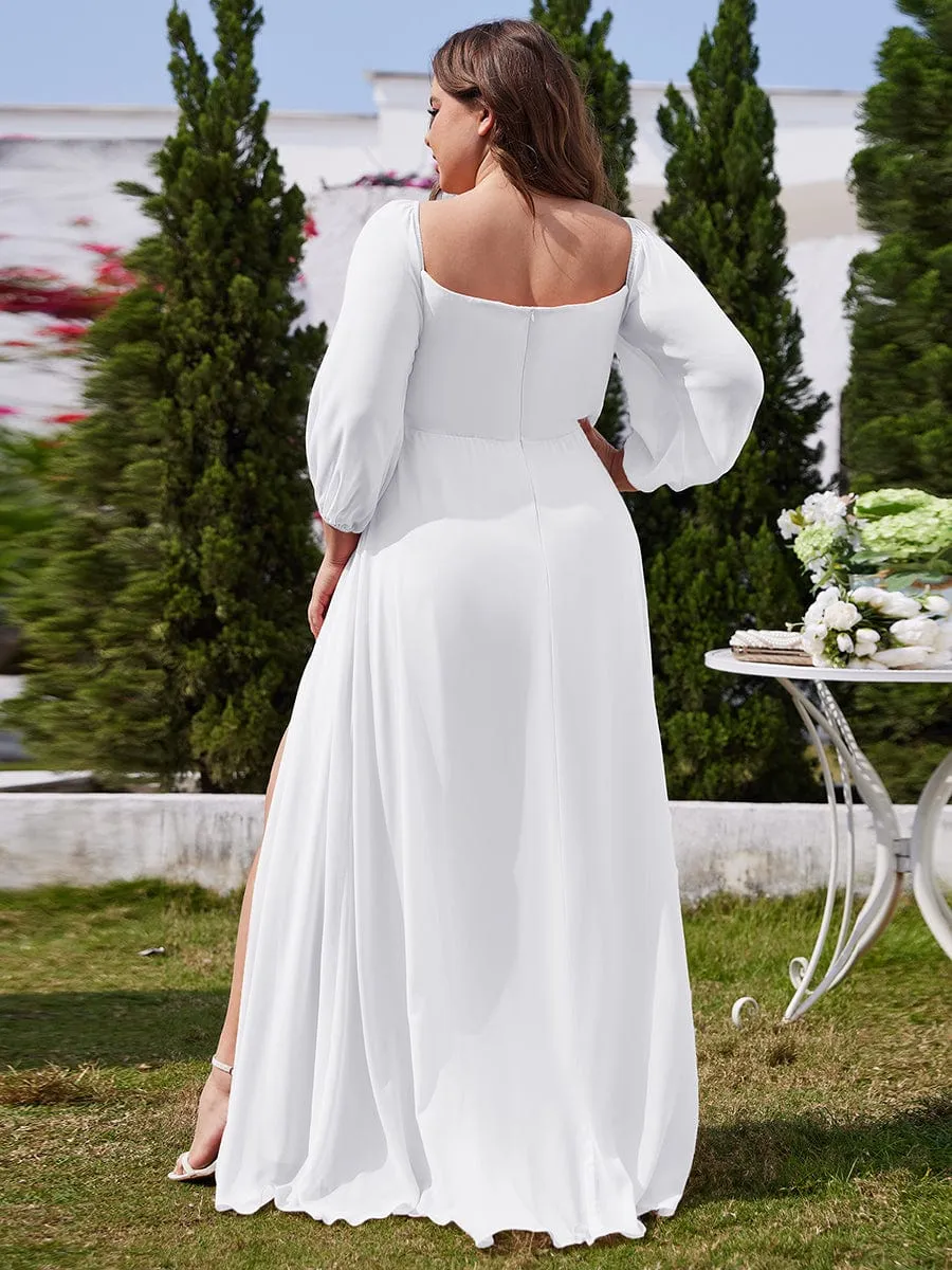 Julia off shoulder ivory chiffon wedding dress with split s20 Express NZ wide