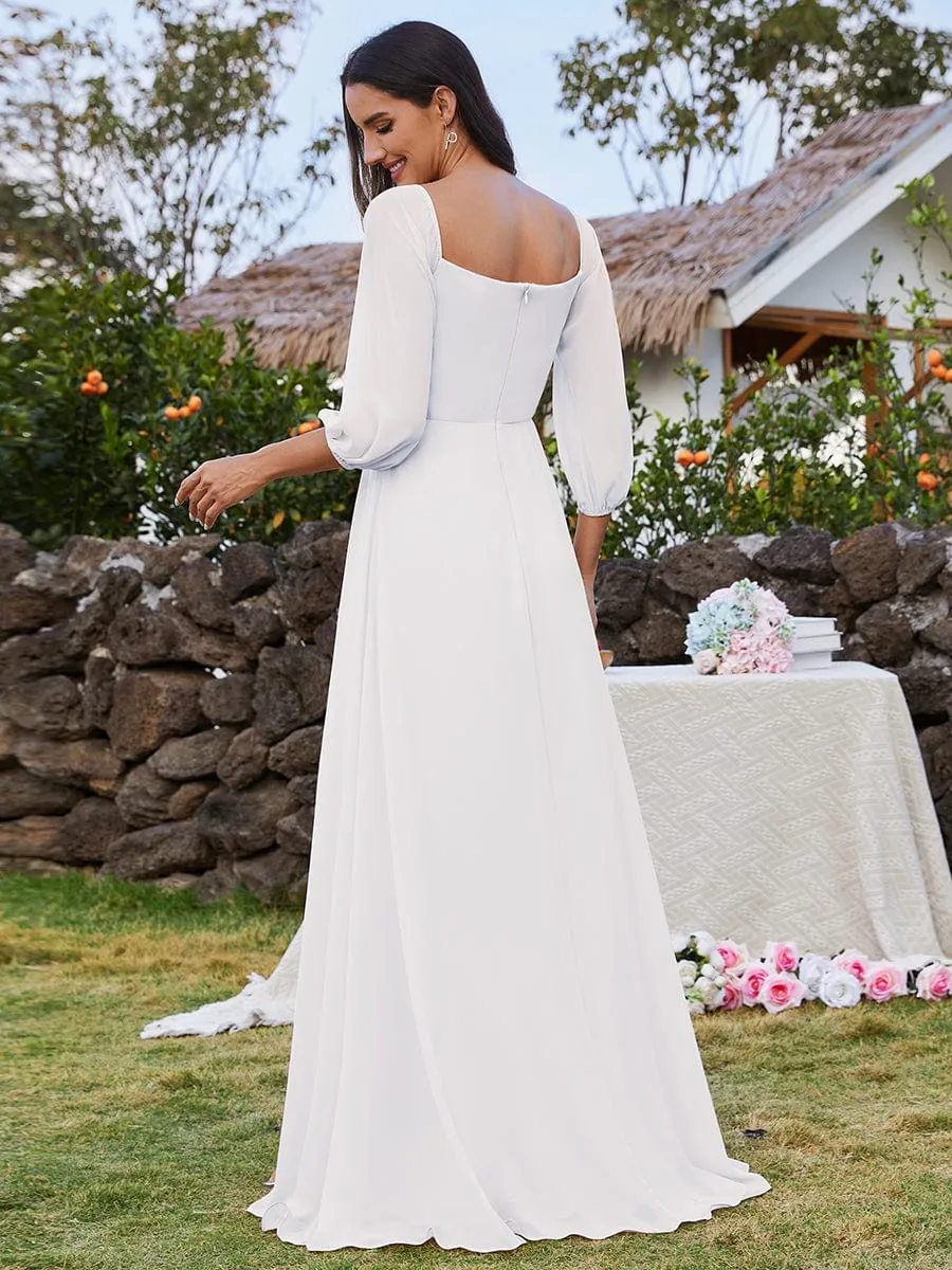 Julia off shoulder ivory chiffon wedding dress with split s20 Express NZ wide