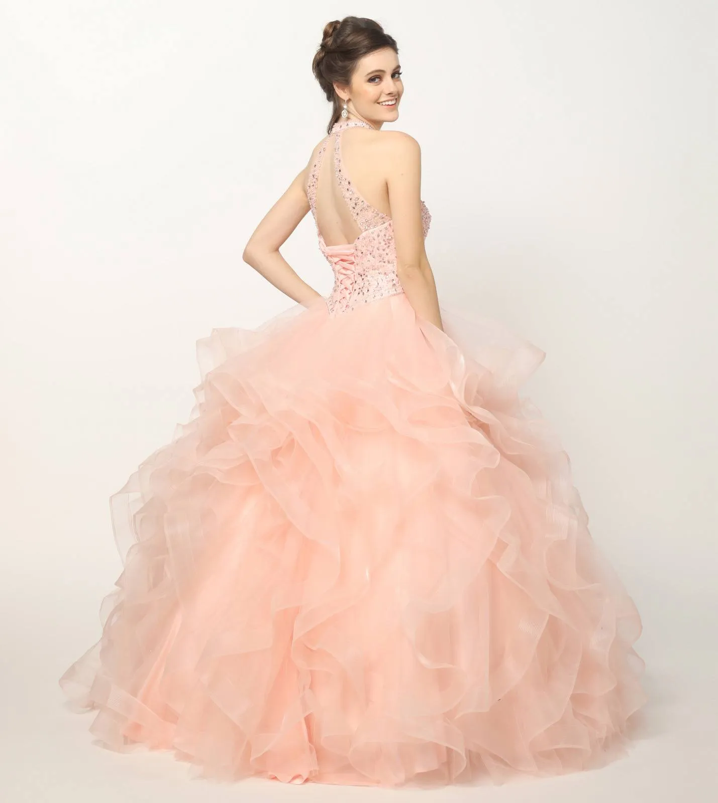 Juliet 1420 Crystal Beading Layered Tulle Skirt Quinceanera Dress