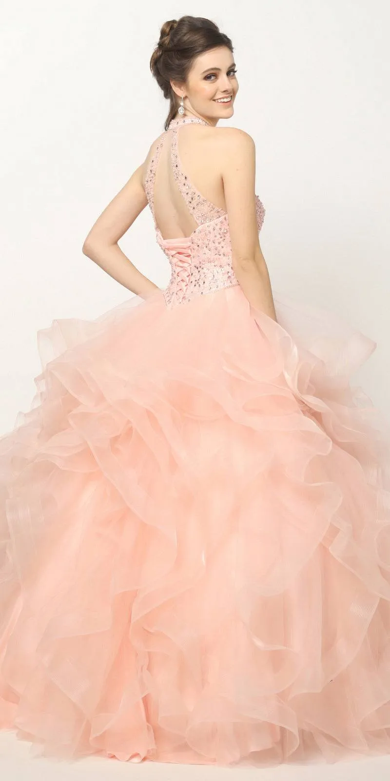 Juliet 1420 Crystal Beading Layered Tulle Skirt Quinceanera Dress