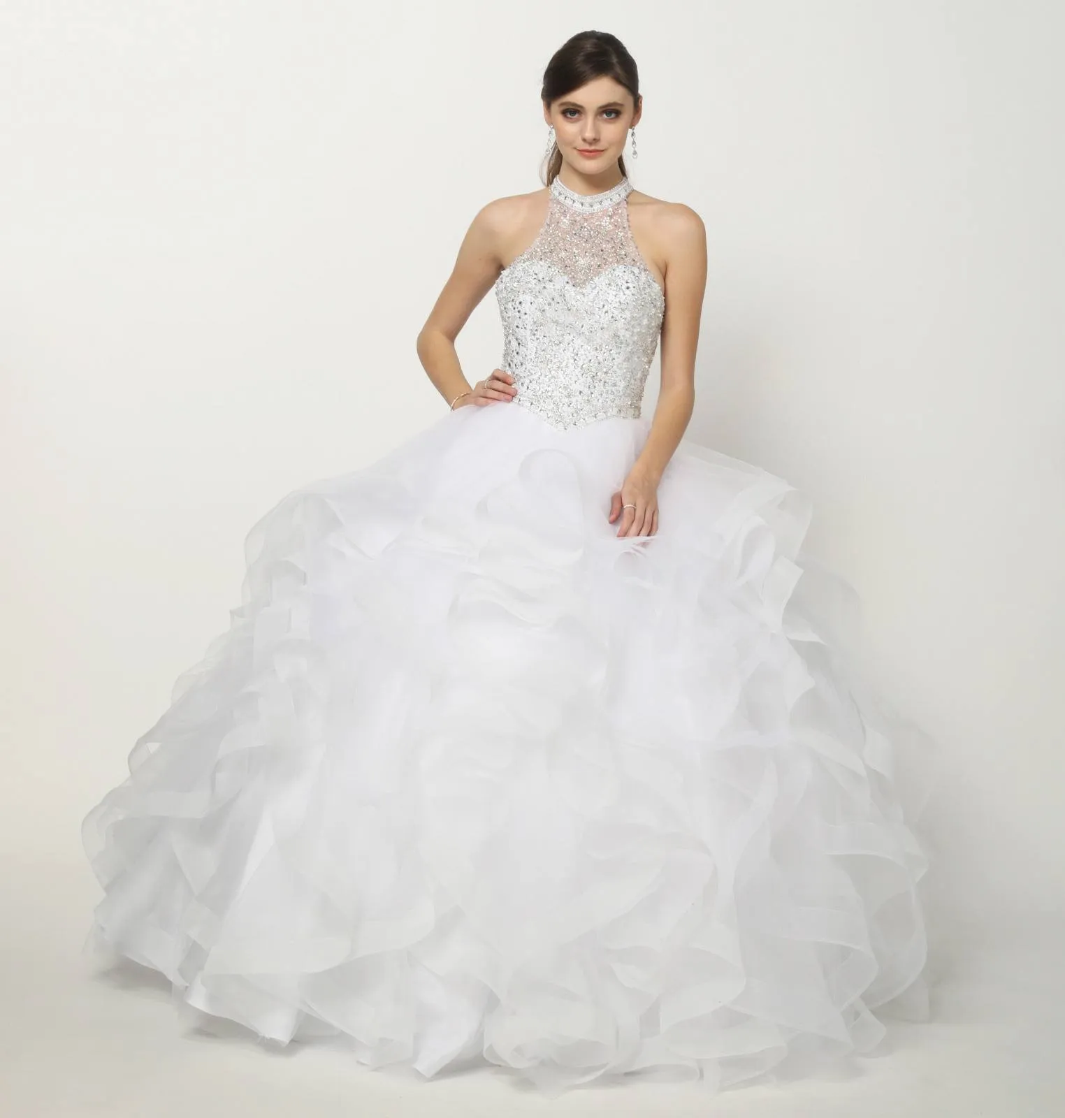Juliet 1420 Crystal Beading Layered Tulle Skirt Quinceanera Dress