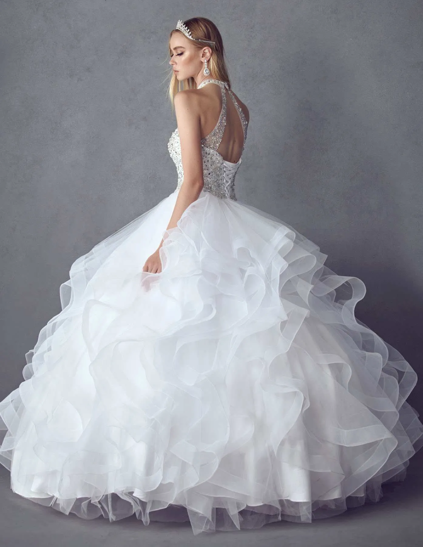 Juliet 1420 Crystal Beading Layered Tulle Skirt Quinceanera Dress
