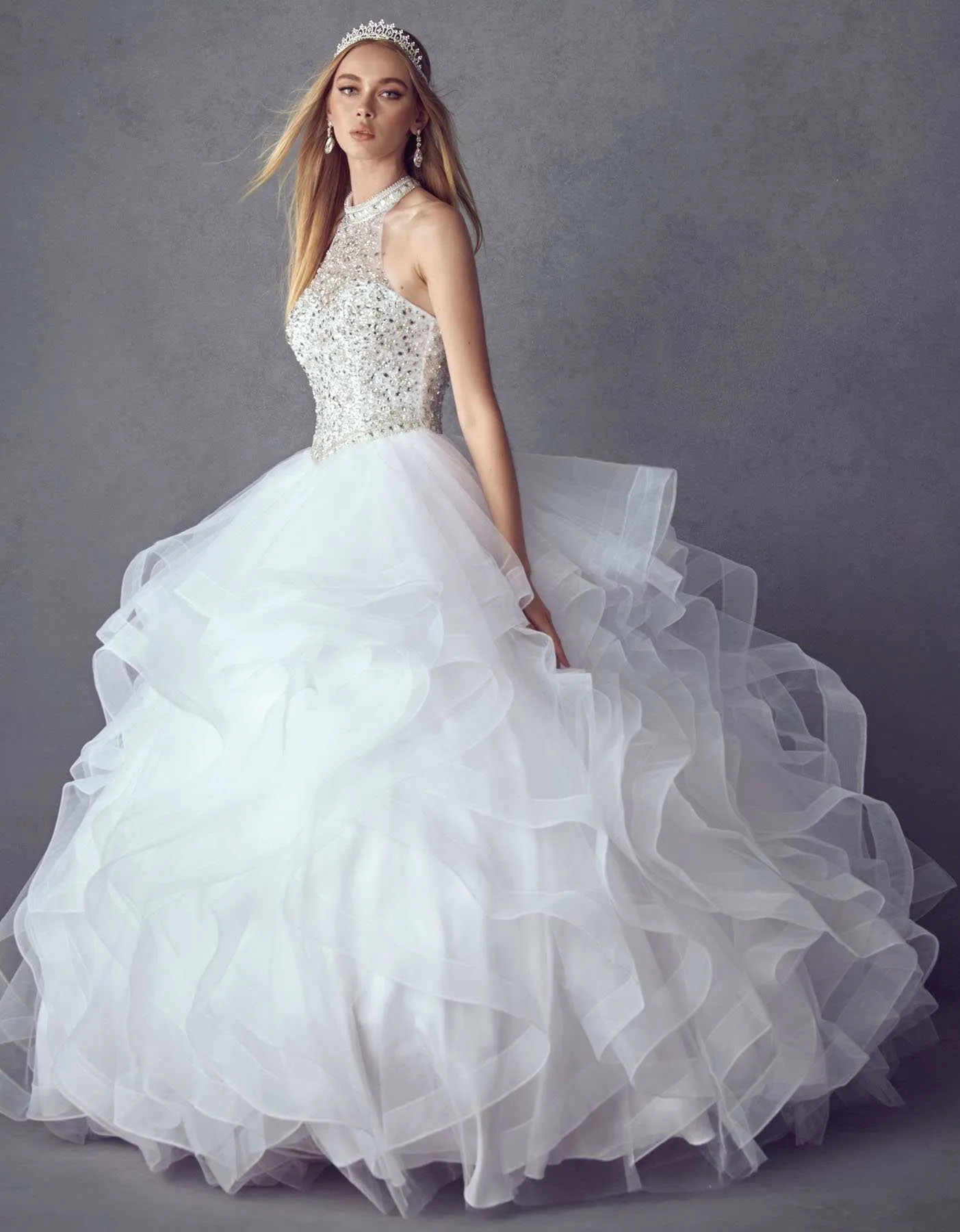 Juliet 1420 Crystal Beading Layered Tulle Skirt Quinceanera Dress