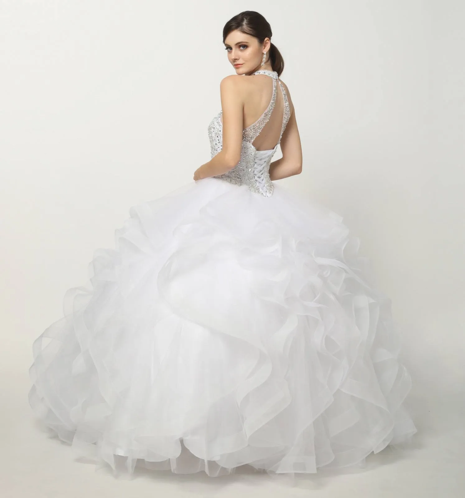 Juliet 1420 Crystal Beading Layered Tulle Skirt Quinceanera Dress