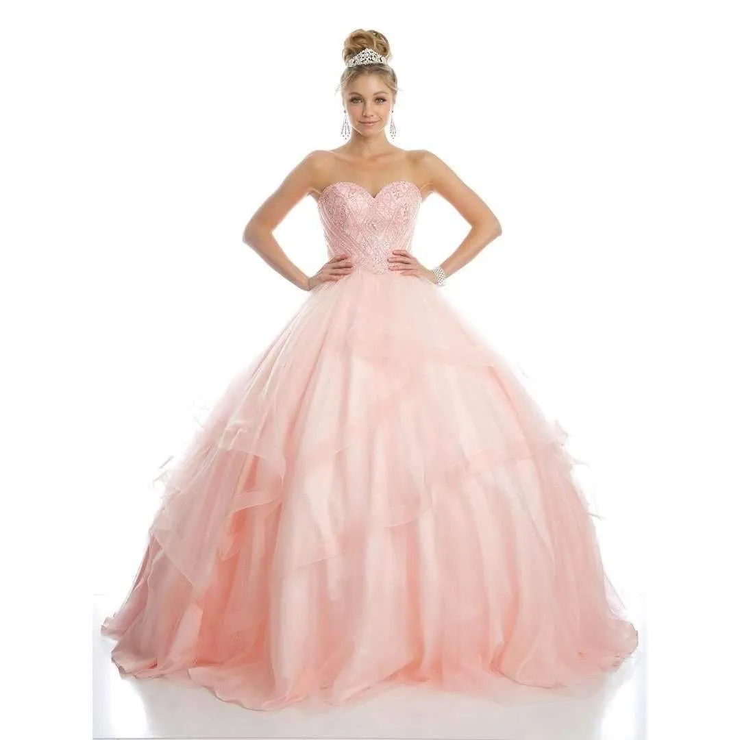 Juliet 1424 Quinceanera Ball Gown Tulle Skirt Arm Bands Beaded Bodice