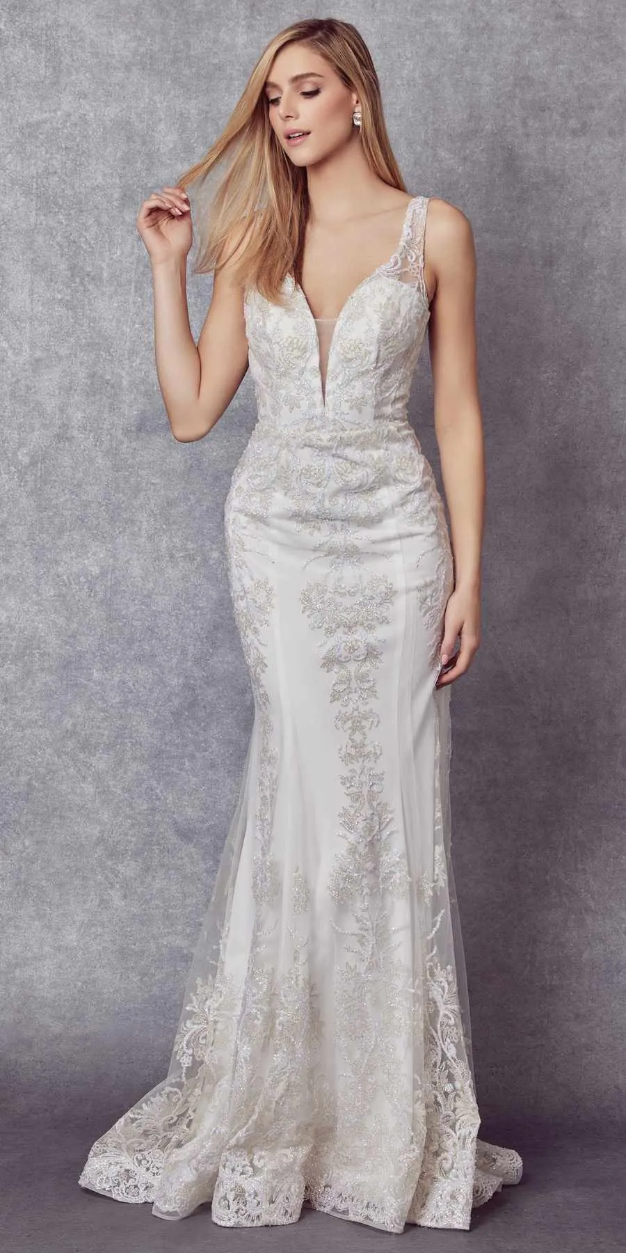 Juliet 277 Fancy Glitter Design Tulle Mermaid Dress