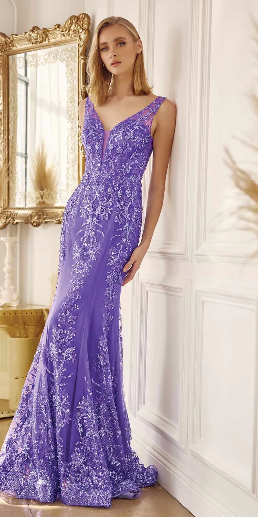 Juliet 277 Fancy Glitter Design Tulle Mermaid Dress
