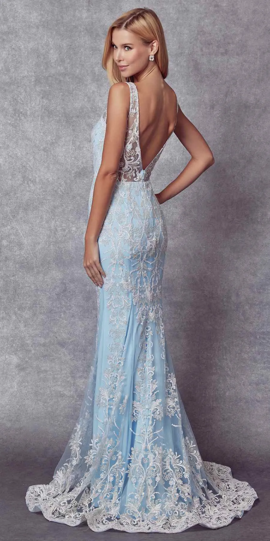 Juliet 277 Fancy Glitter Design Tulle Mermaid Dress
