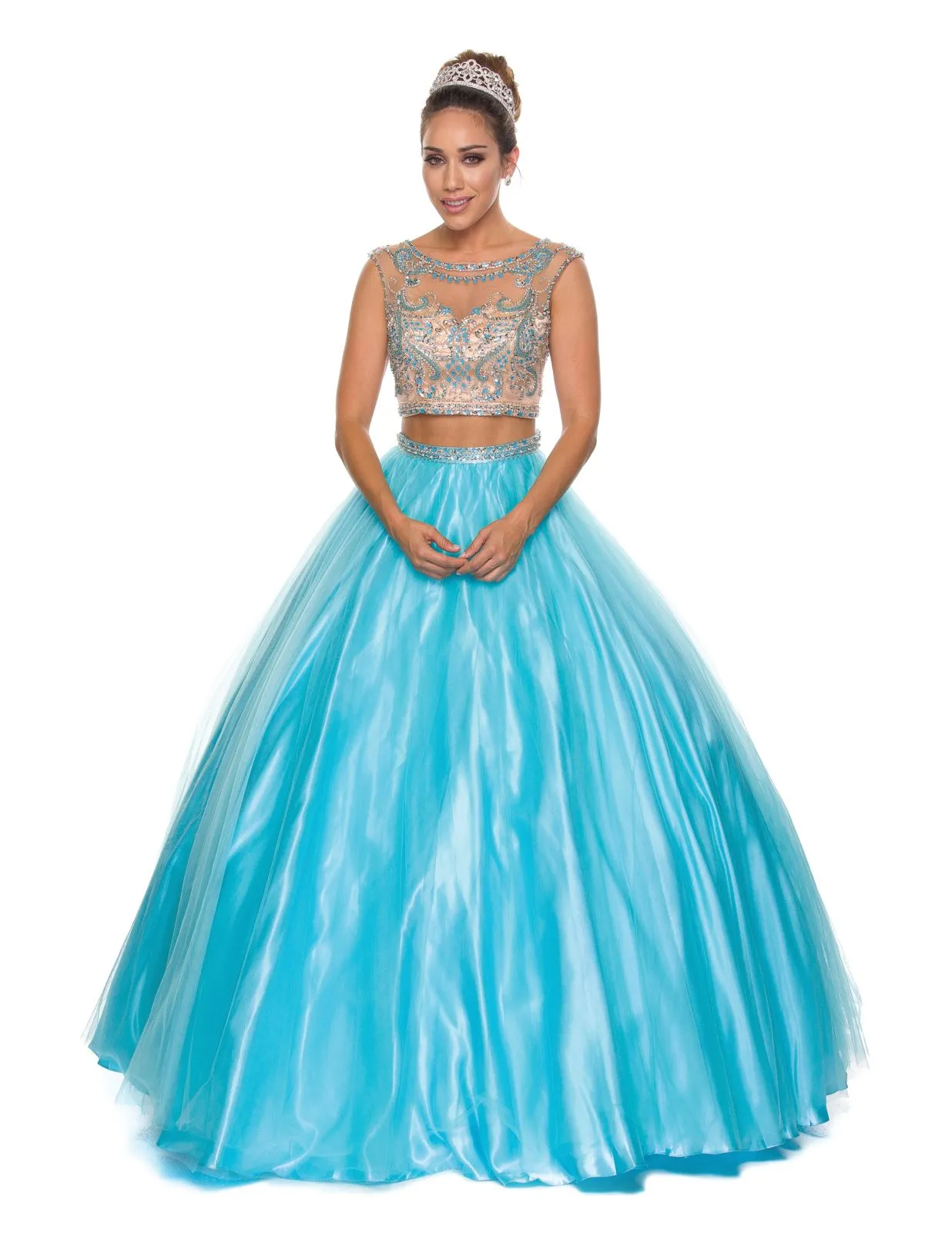 Juliet 338 Quinceanera Dress 2-Piece Bateau Neckline Cap Sleeve