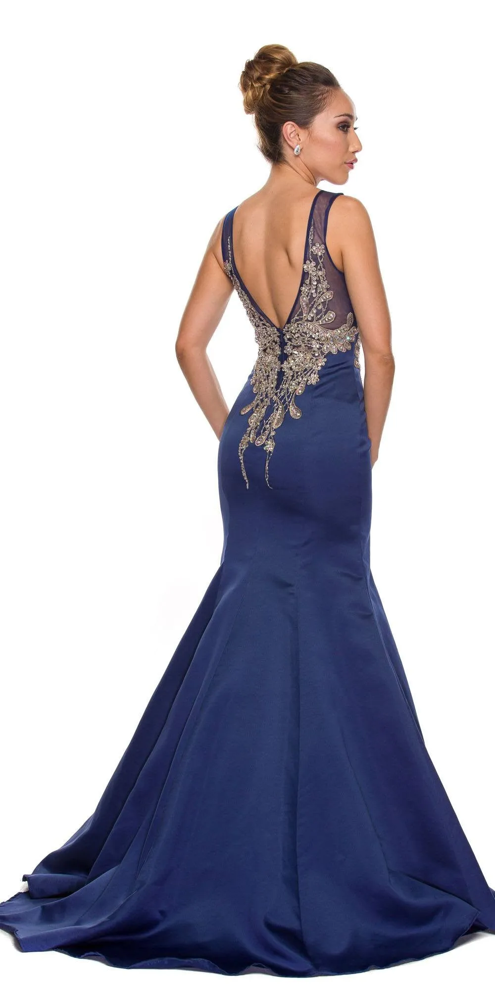 Juliet 623 Trumpet Style Gown with Applique Beading