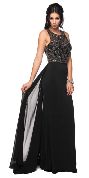 Juliet 628 Embellished Bodice Fit and Flare Prom Gown with Train