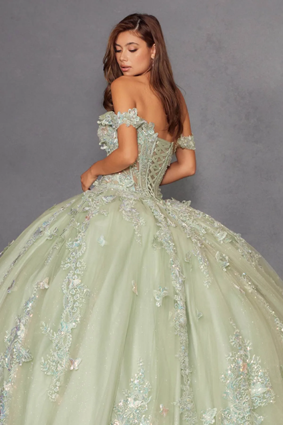 Juliet JT1485J Off the Shoulder Cinderella Quinceanera Ball Gown