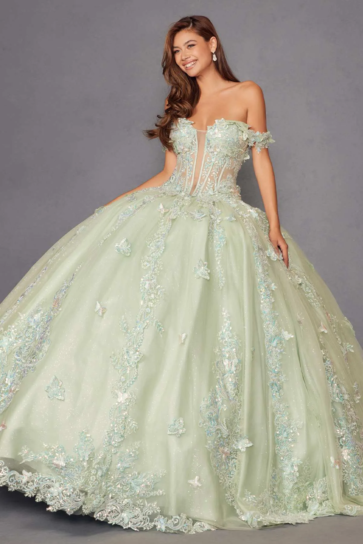 Juliet JT1485J Off the Shoulder Cinderella Quinceanera Ball Gown