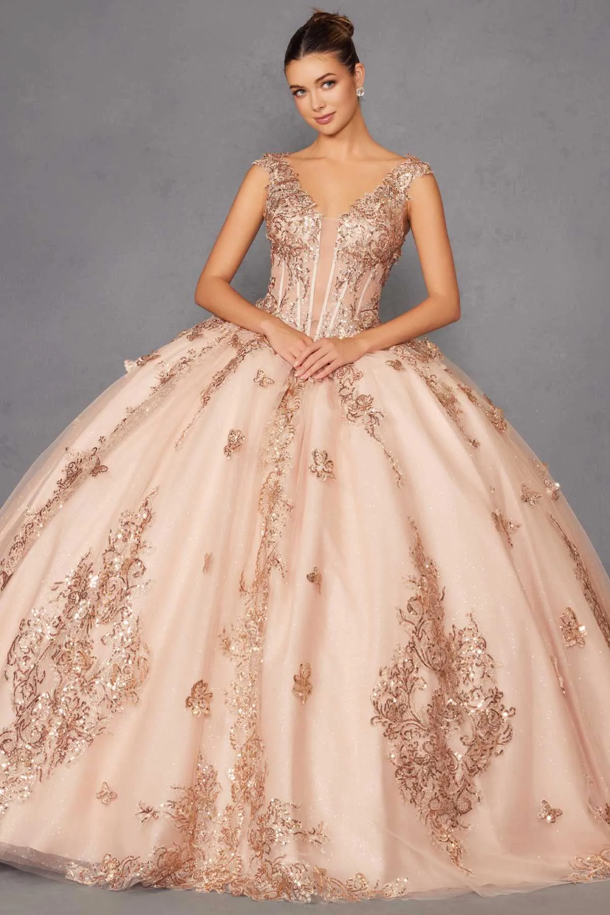 Juliet JT1485J Off the Shoulder Cinderella Quinceanera Ball Gown