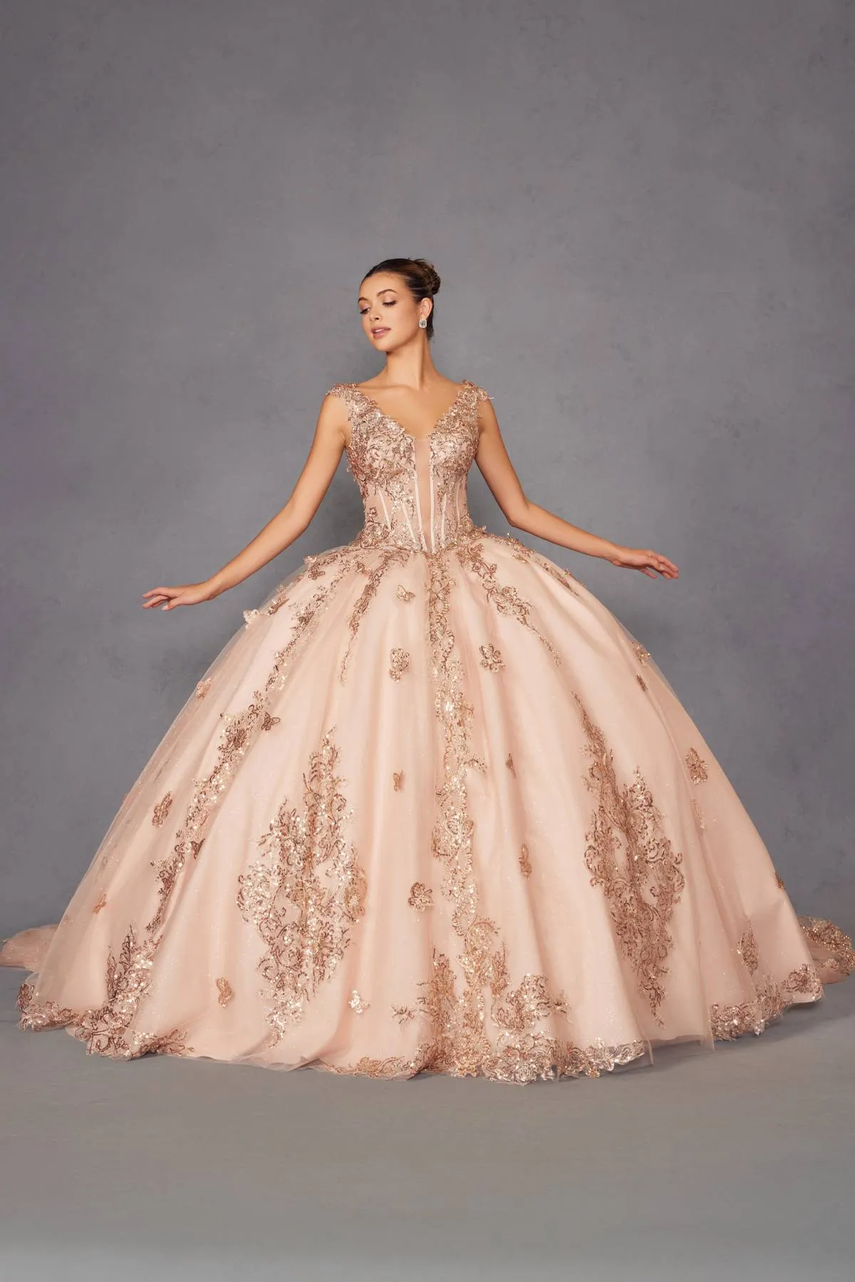 Juliet JT1485J Off the Shoulder Cinderella Quinceanera Ball Gown