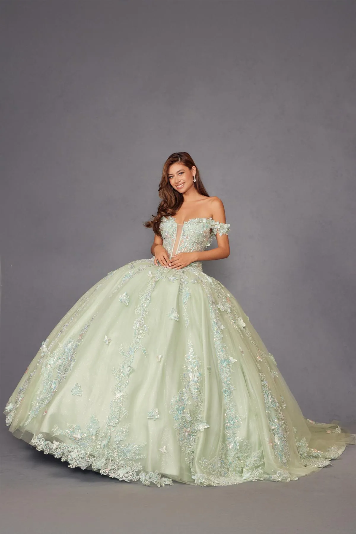 Juliet JT1485J Off the Shoulder Cinderella Quinceanera Ball Gown