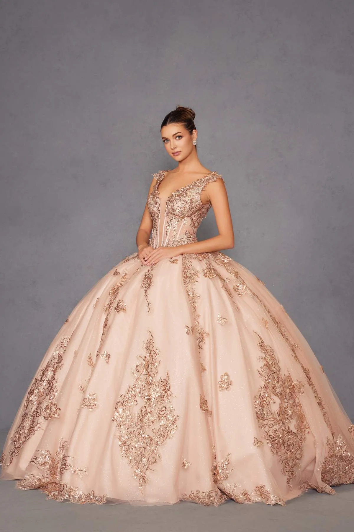 Juliet JT1485J Off the Shoulder Cinderella Quinceanera Ball Gown