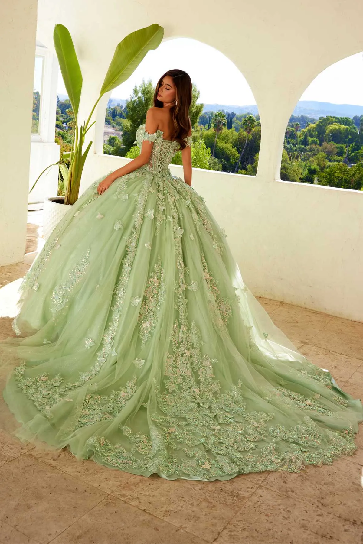 Juliet JT1485J Off the Shoulder Cinderella Quinceanera Ball Gown