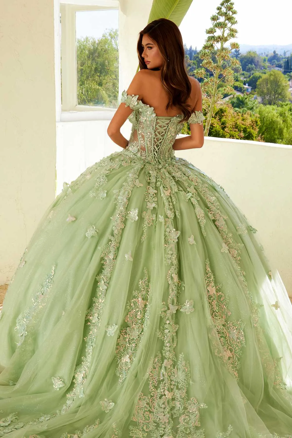 Juliet JT1485J Off the Shoulder Cinderella Quinceanera Ball Gown