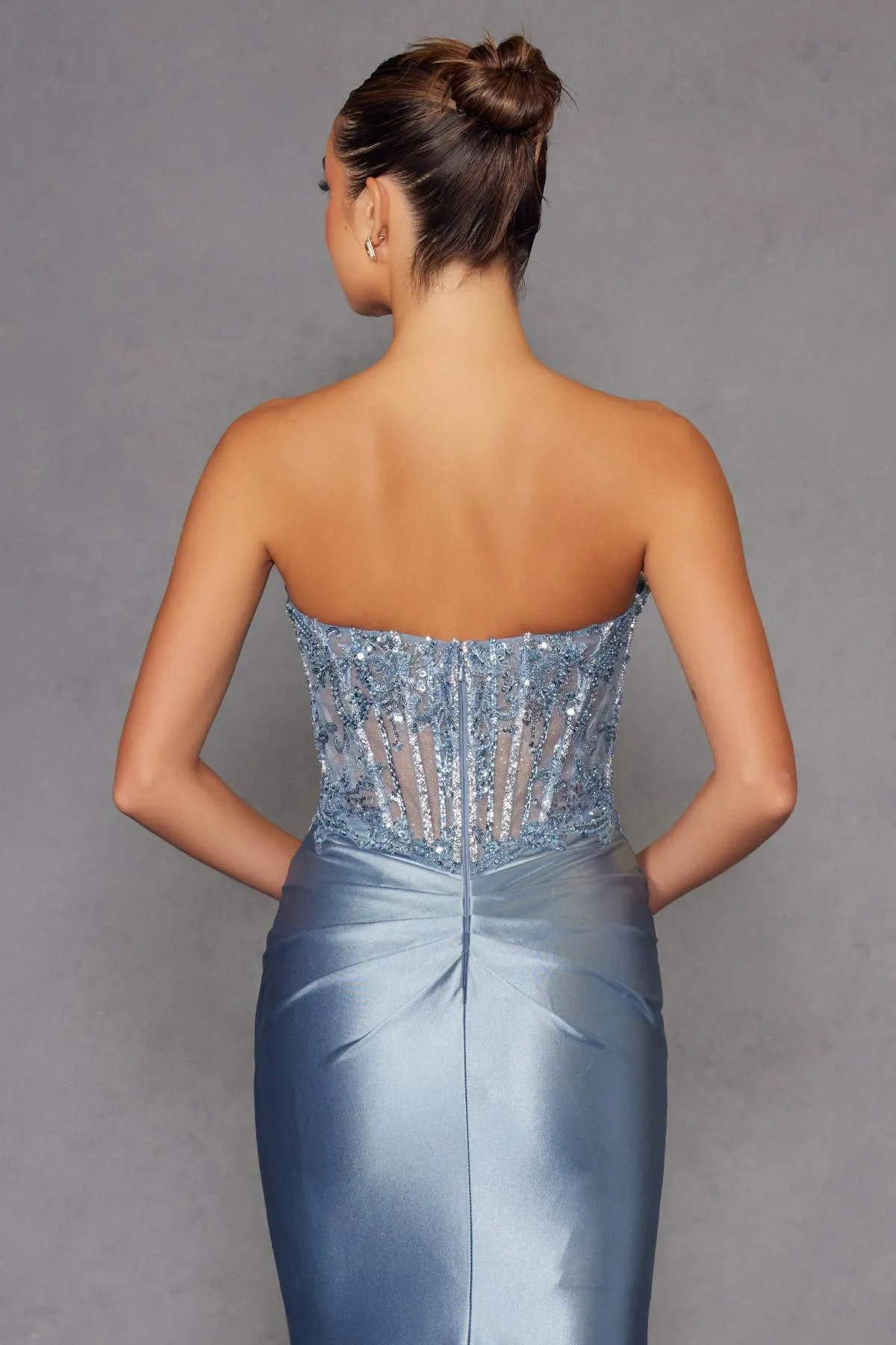 Juliet JT2530K Strapless V-Notch Neck Fitted Mermaid Gown