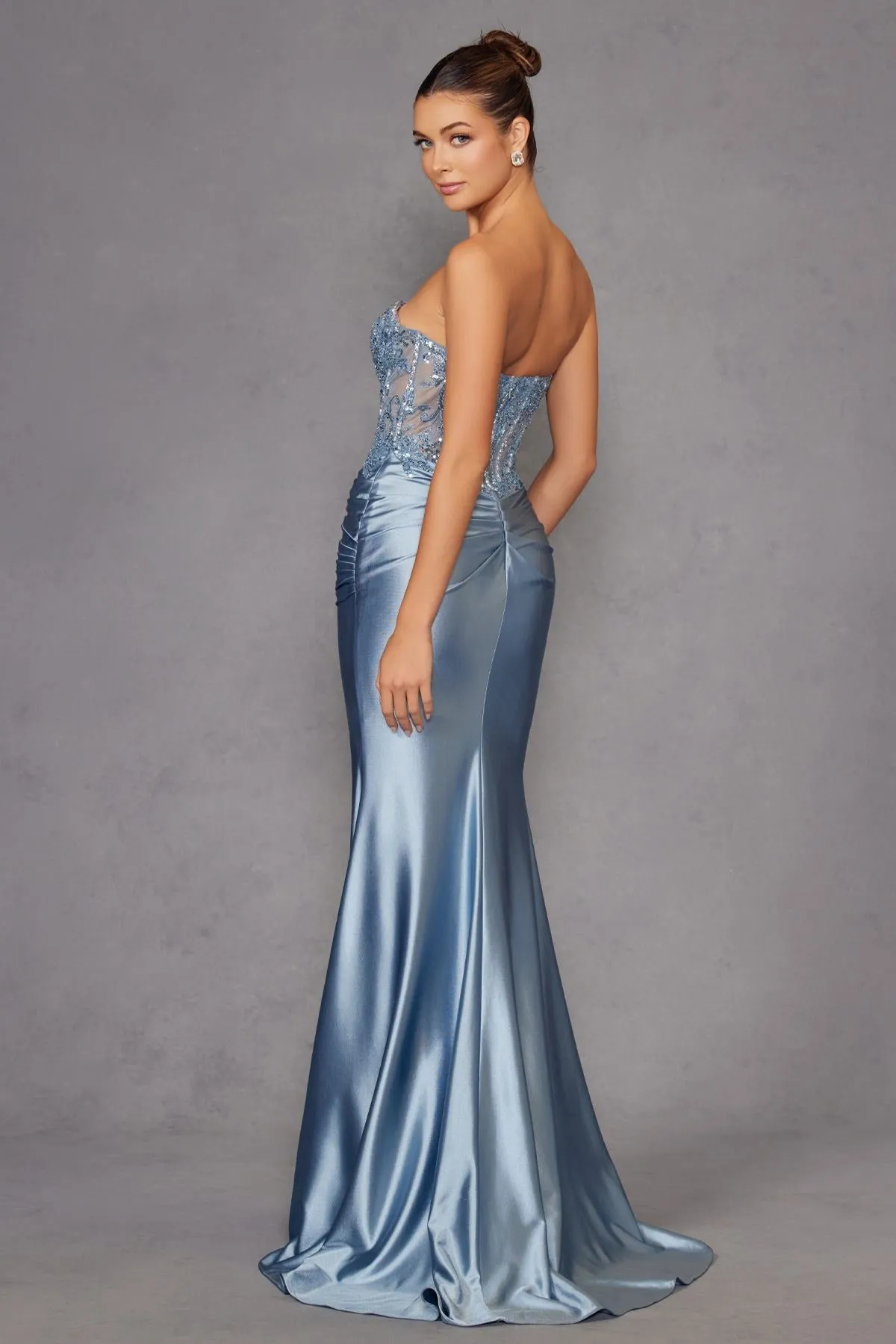Juliet JT2530K Strapless V-Notch Neck Fitted Mermaid Gown