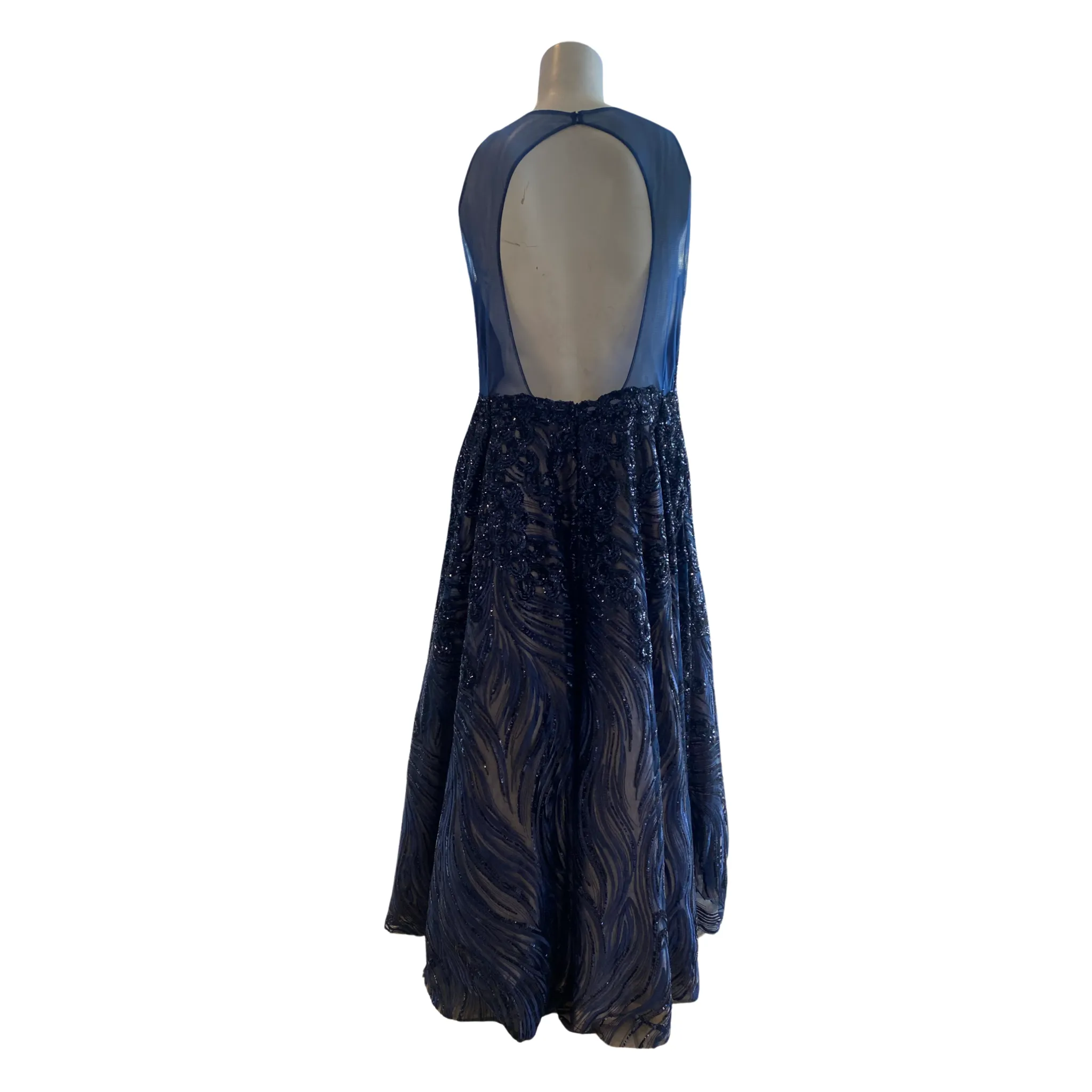 JVN By JOVANI Style 60641 Long Gown Navy/Nude Size 18