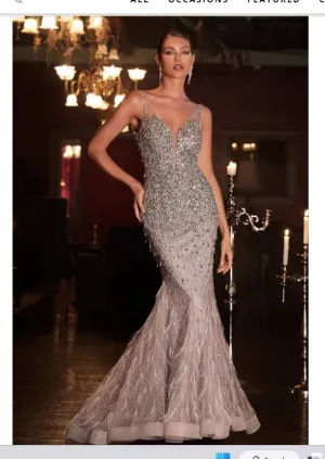 LA Divine By Cinderella Divine B718 Beaded Mermaid Gown