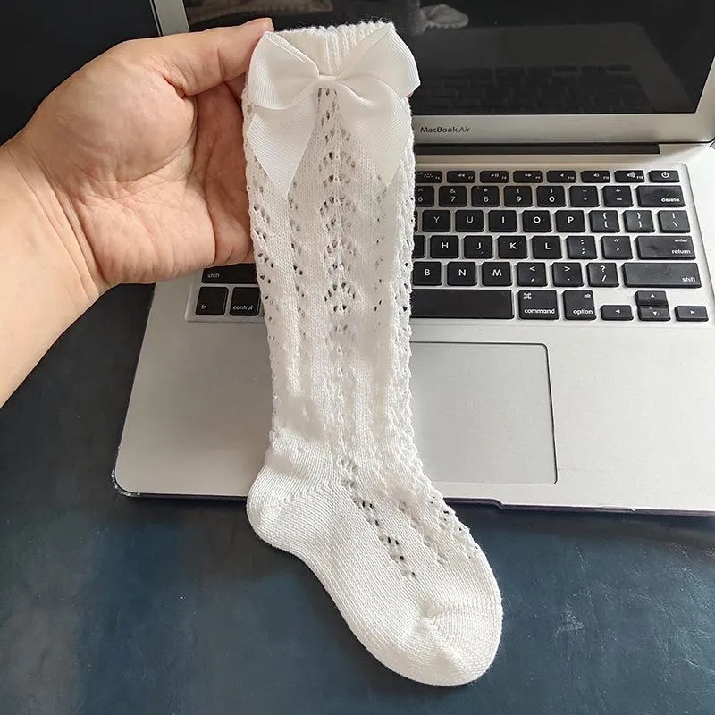 Lace and Silk Bows Socks