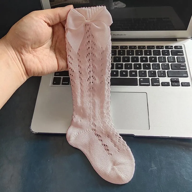 Lace and Silk Bows Socks