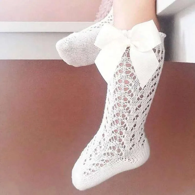 Lace and Silk Bows Socks