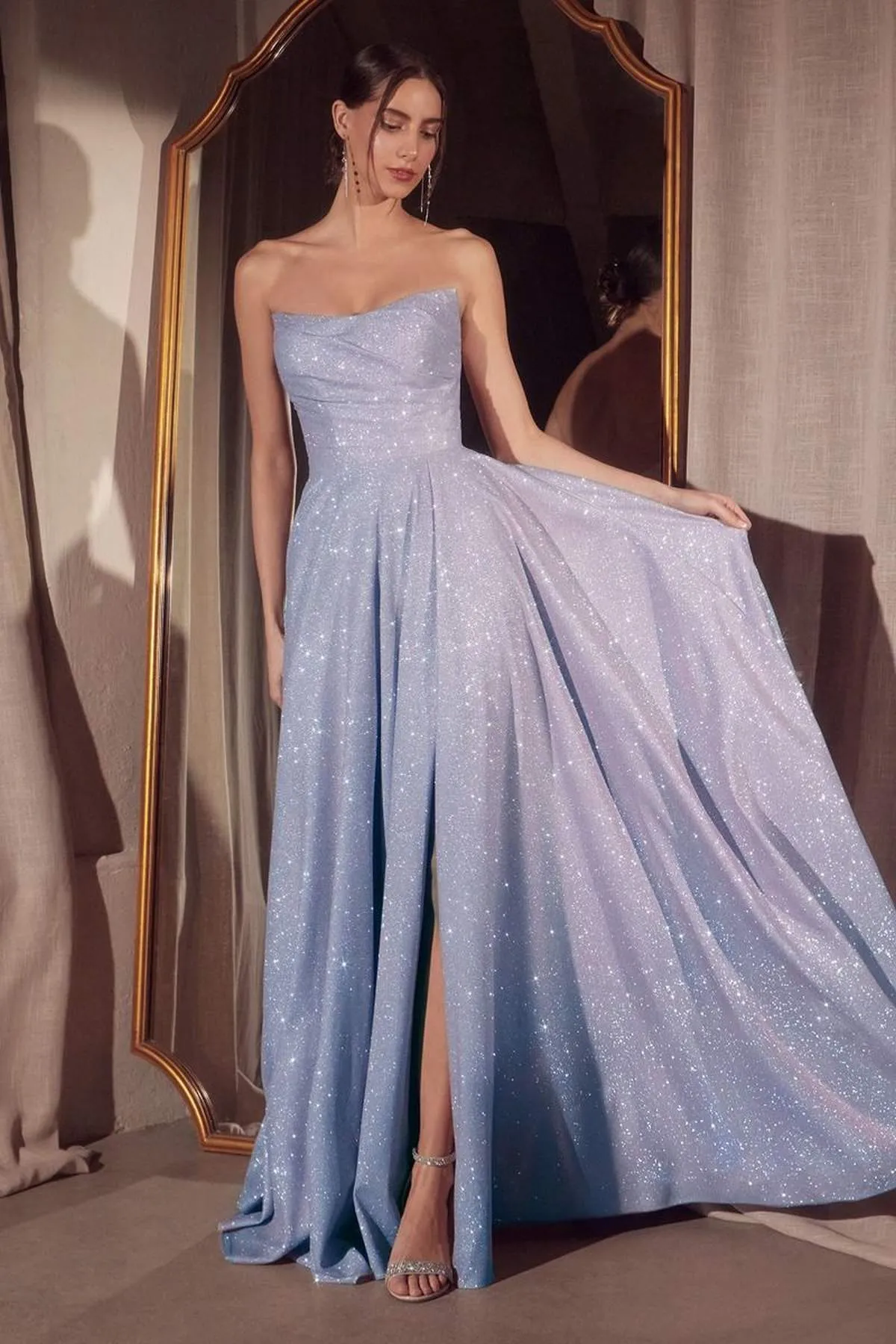 Ladivine Amoris T701 Strapless Glitter A-Line Gown