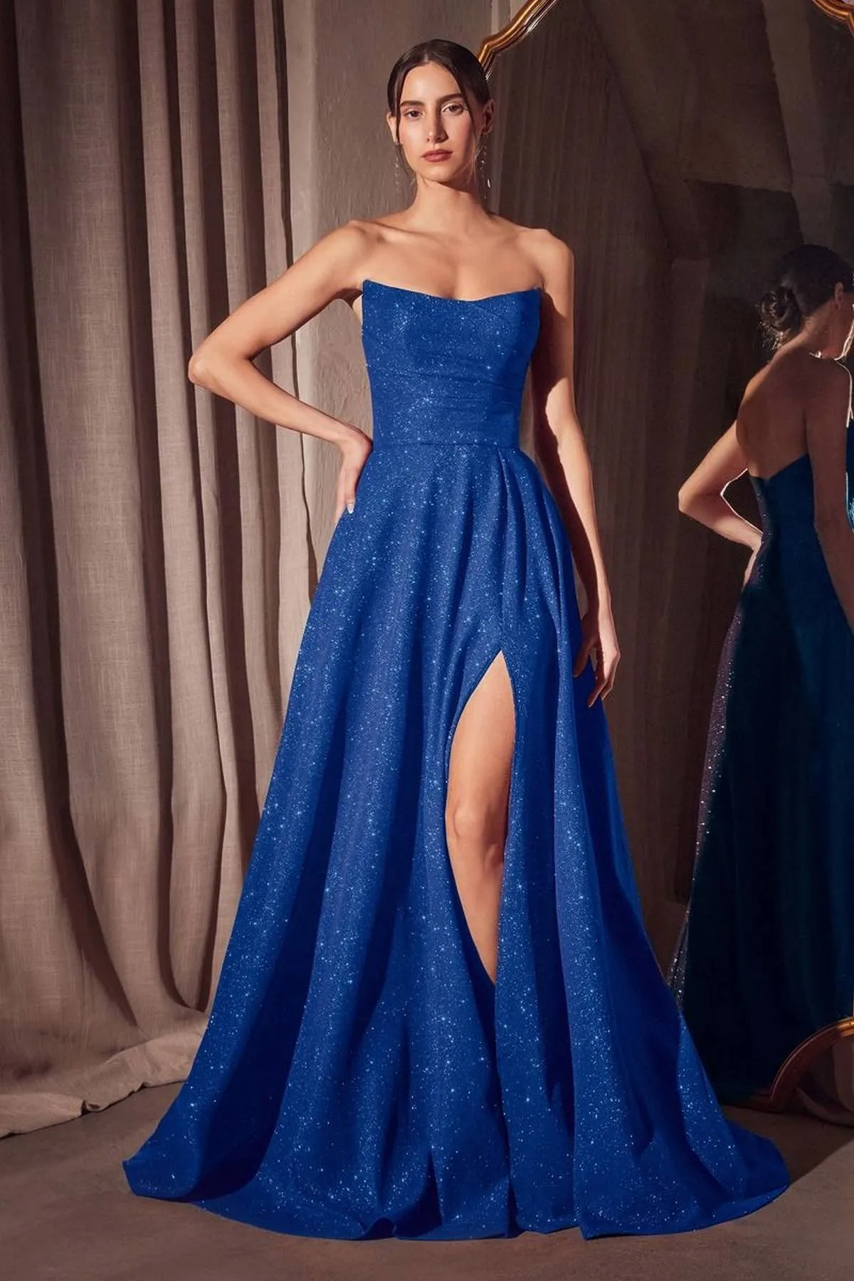 Ladivine Amoris T701 Strapless Glitter A-Line Gown