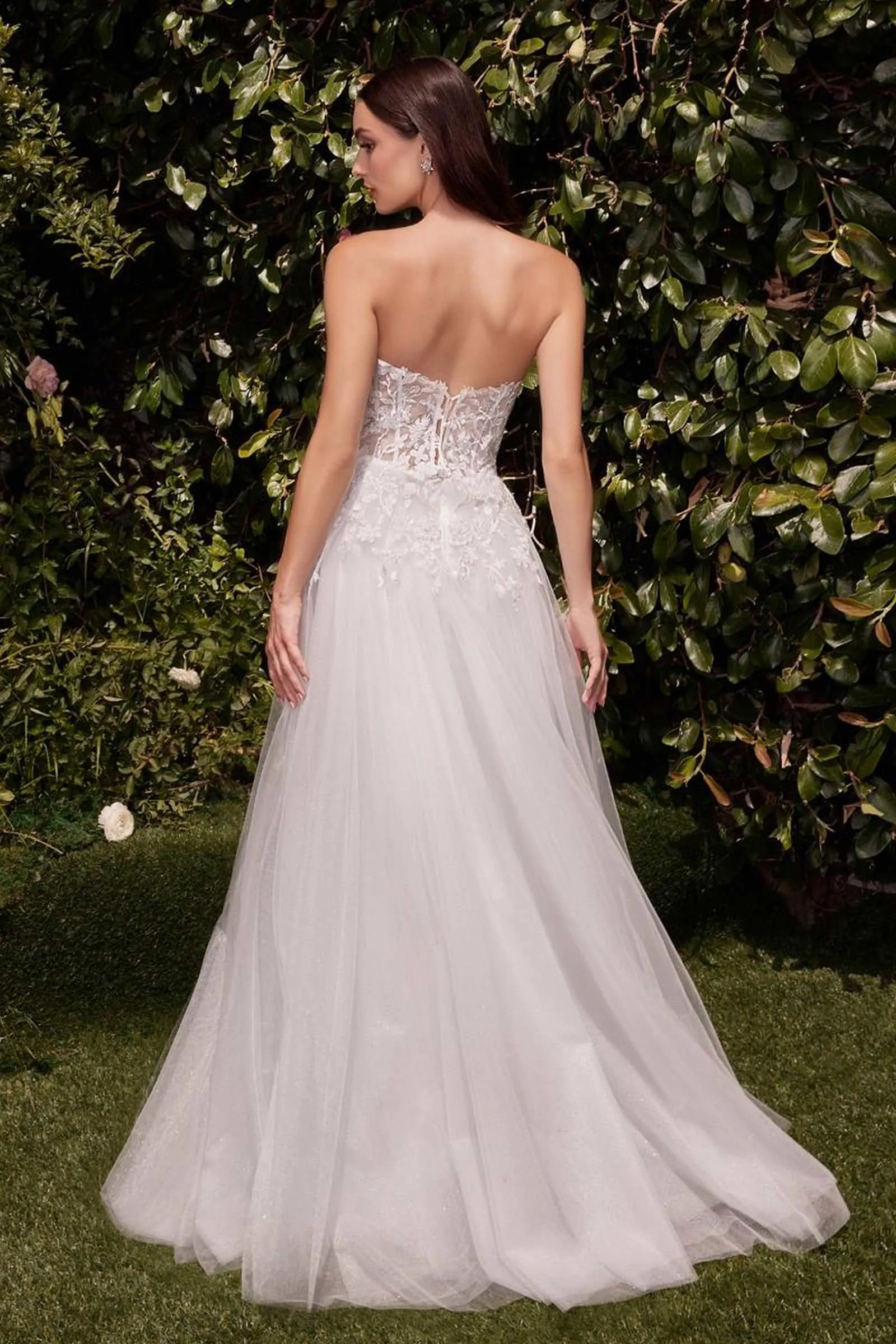 Ladivine C148W Strapless A-Line Lace & Tulle Wedding Dress