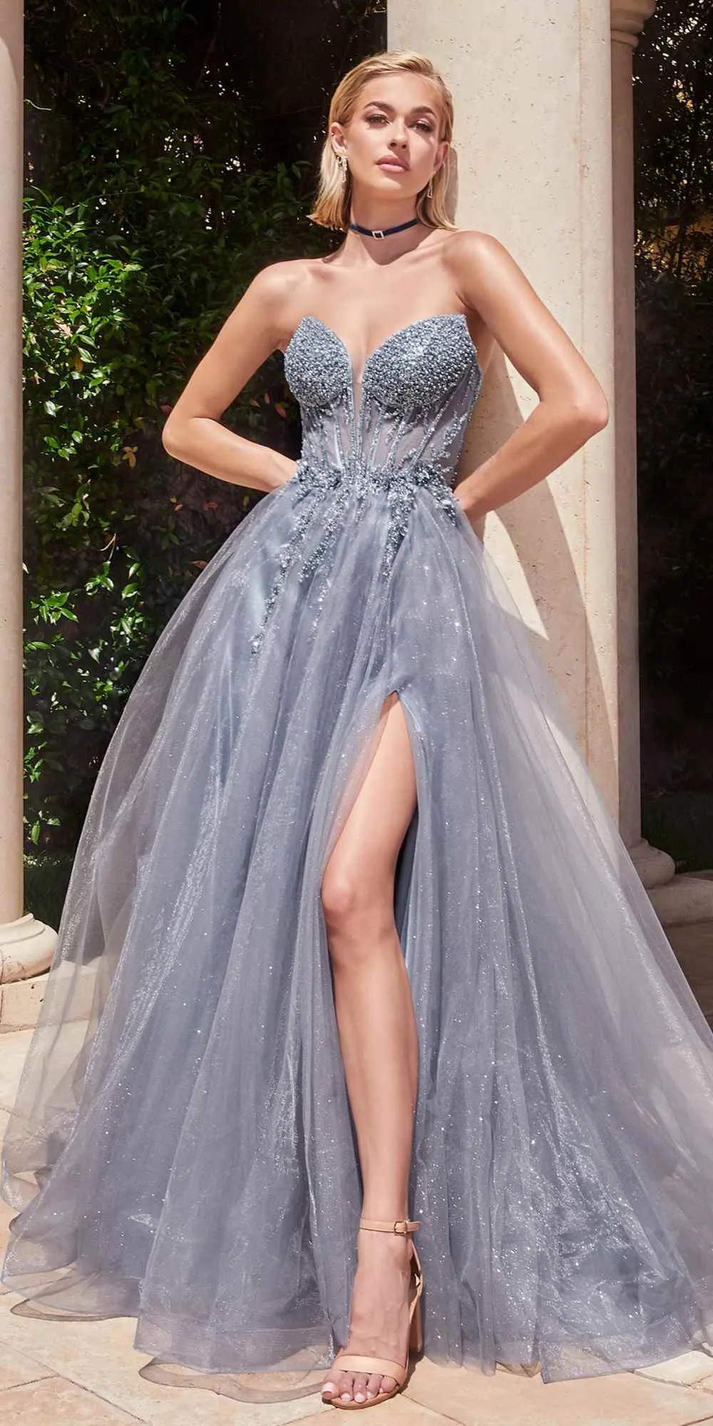 Ladivine CD0230W Long Strapless Layered Tulle Bridal Gown