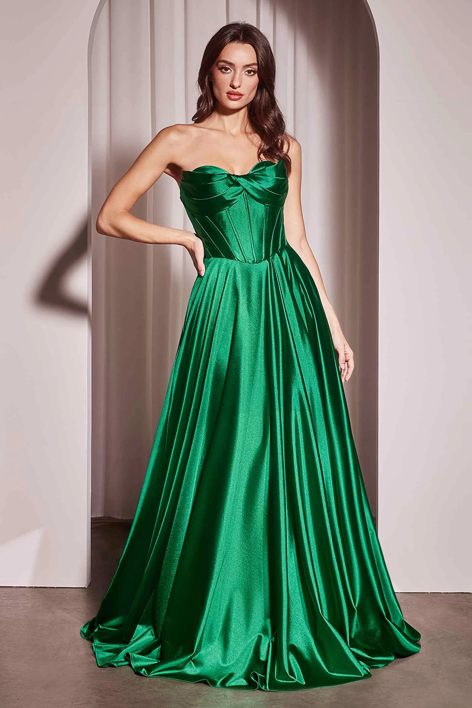 Ladivine CD378 Dress Strapless Satin A-Line Gown