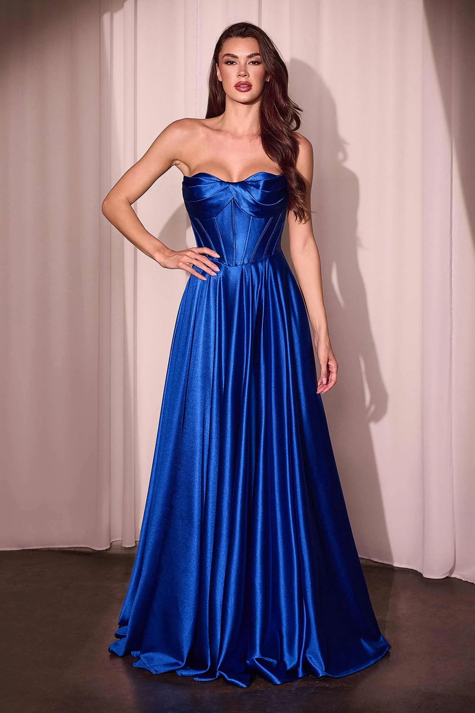 Ladivine CD378 Dress Strapless Satin A-Line Gown
