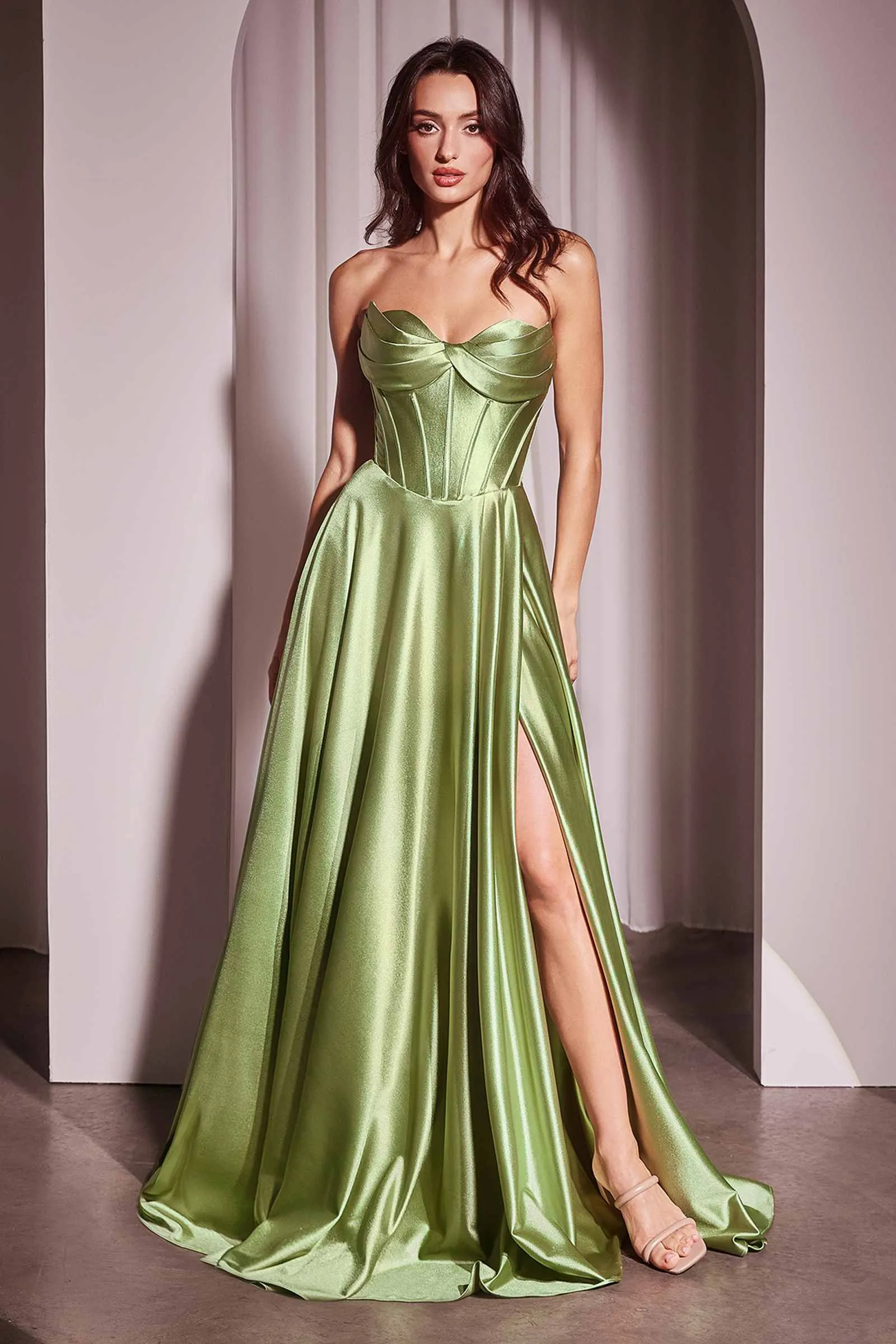 Ladivine CD378 Dress Strapless Satin A-Line Gown