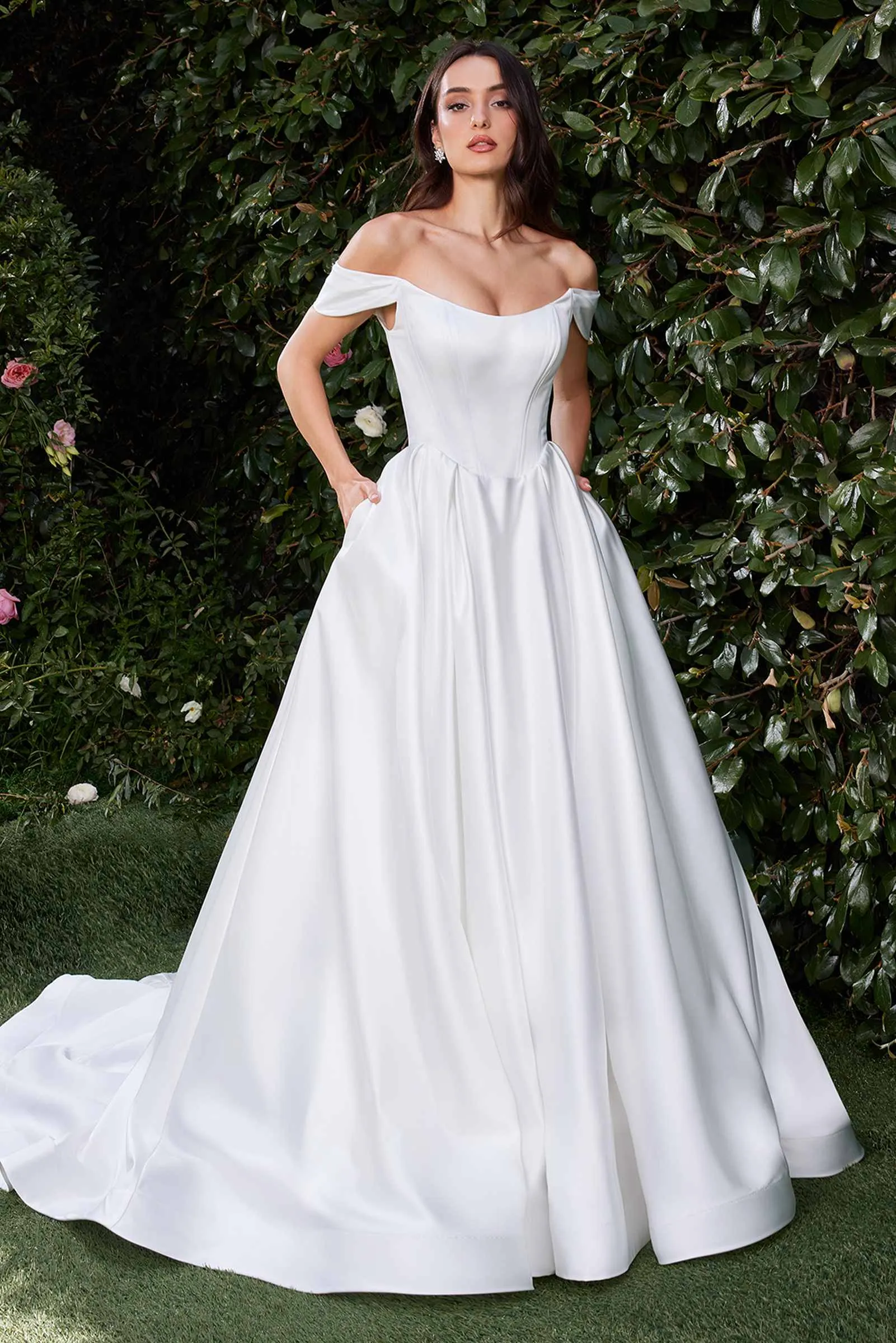 Ladivine CDS513W Dress Off the Shoulder Soft Satin Bridal Ball Gown