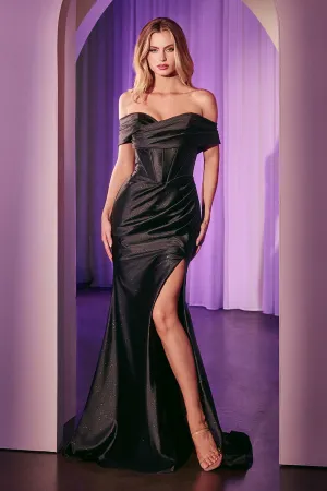 Ladivine KV1115 Dress Off The Shoulder Glitter Dusted Fitted Dress