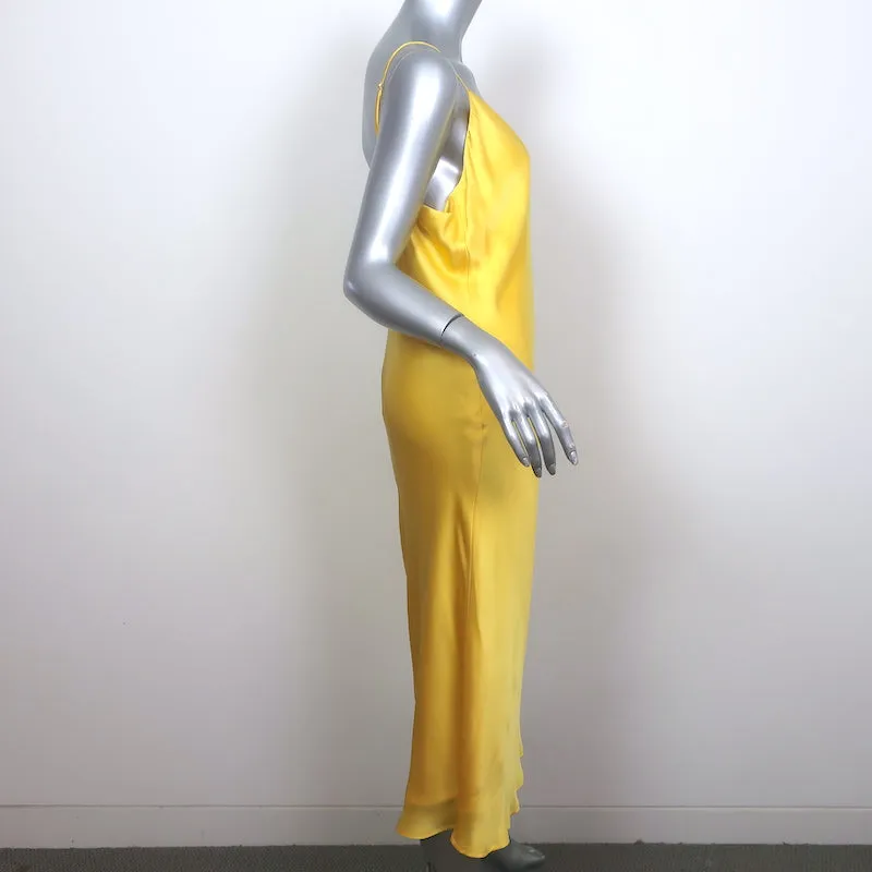 L'Agence Jodie Midi Slip Dress Yellow Silk Satin Size 10
