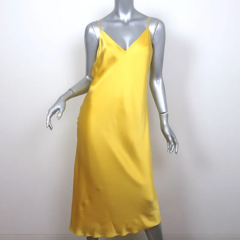L'Agence Jodie Midi Slip Dress Yellow Silk Satin Size 10