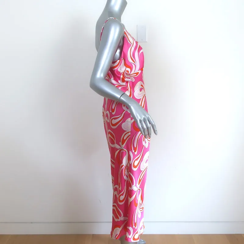 L'Agence Jodie Slip Dress Pink Printed Silk Satin Size 10