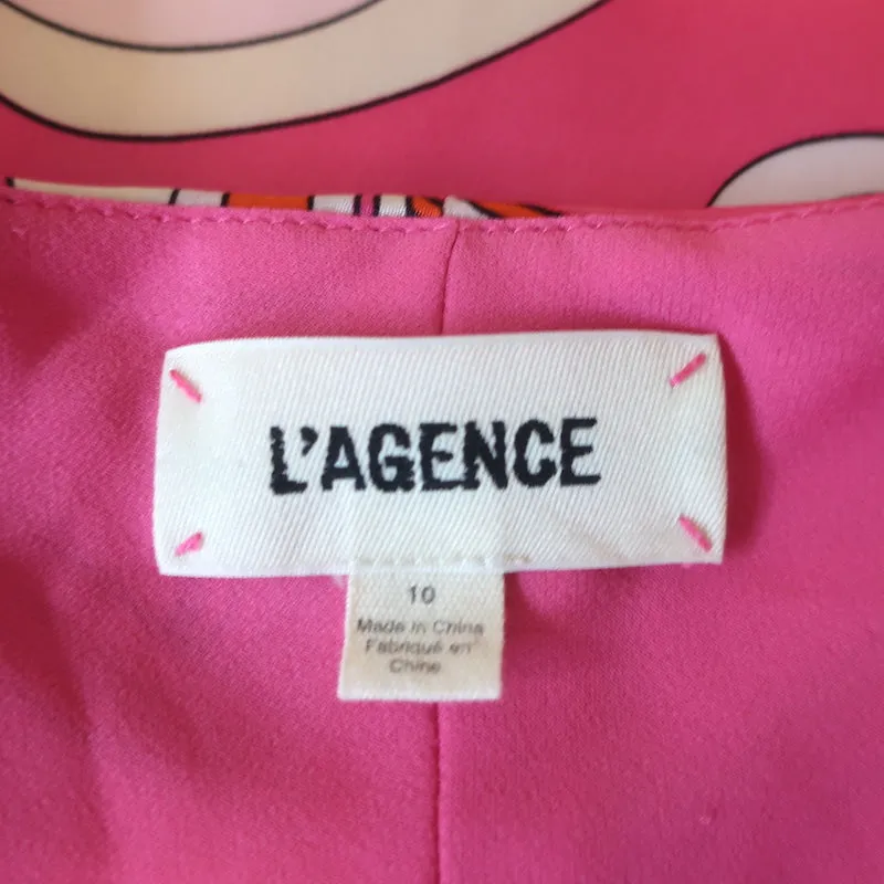 L'Agence Jodie Slip Dress Pink Printed Silk Satin Size 10