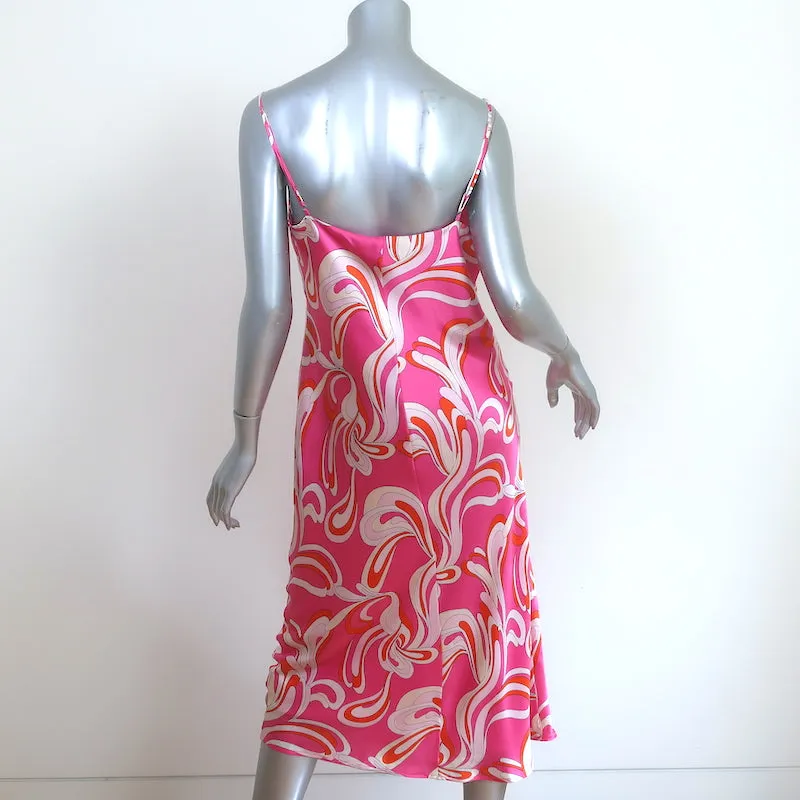 L'Agence Jodie Slip Dress Pink Printed Silk Satin Size 10