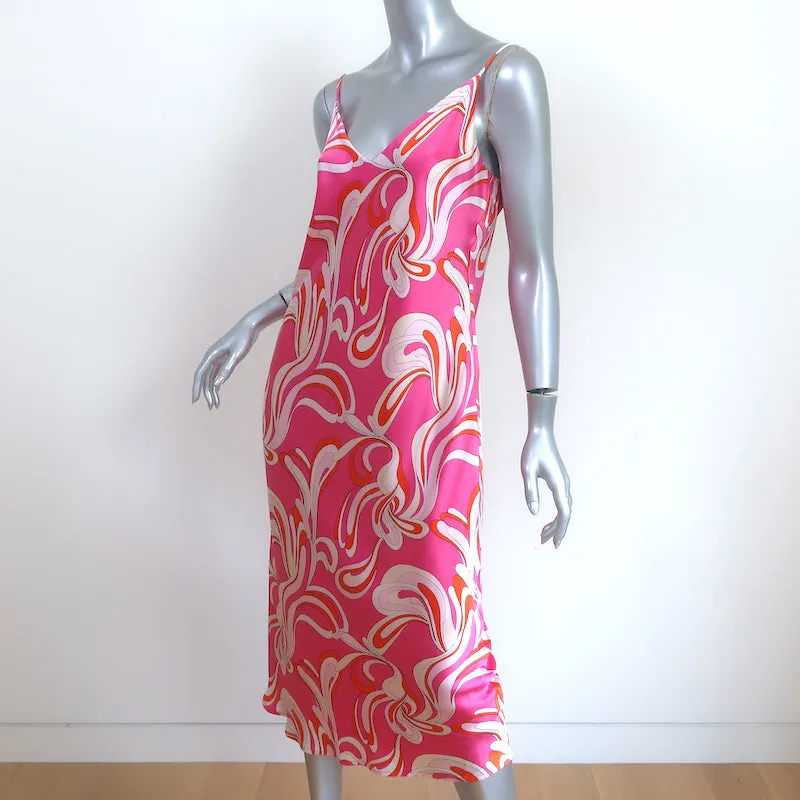 L'Agence Jodie Slip Dress Pink Printed Silk Satin Size 10