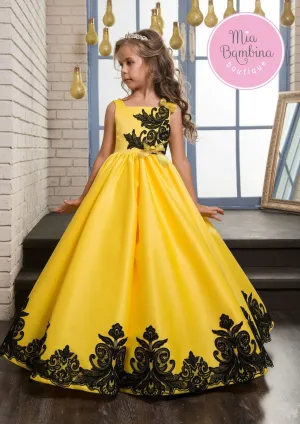 Laredo Yellow Dress with Black Lace