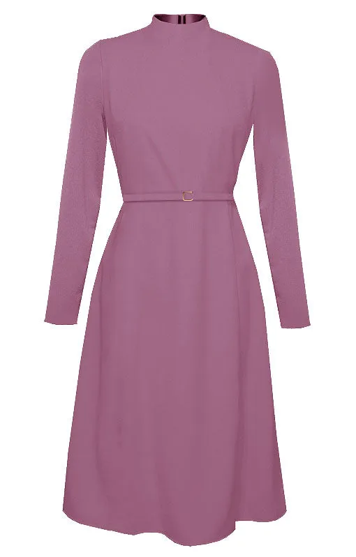 Laren High Neck Midi Dress with Long Sleeves