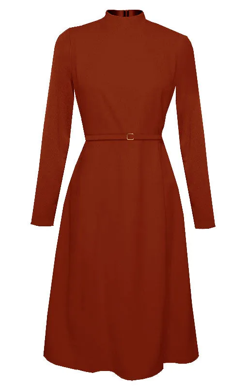 Laren High Neck Midi Dress with Long Sleeves
